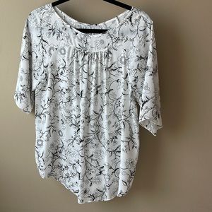 Loft black and white floral blouse